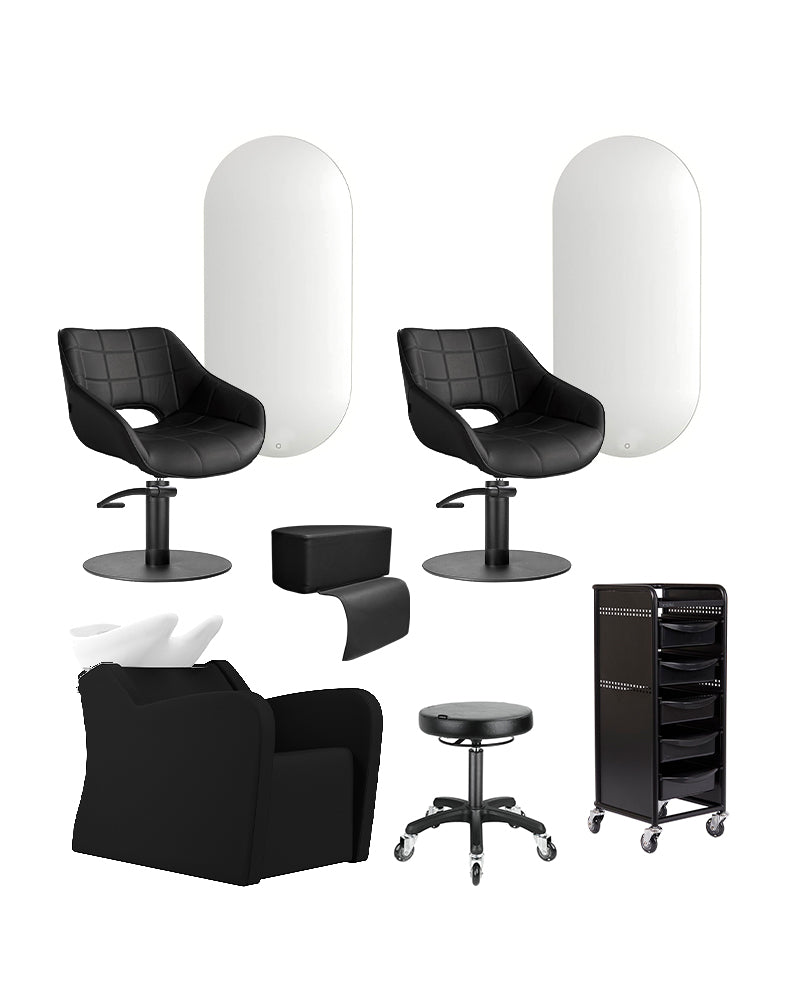 Massage starter kit with 2 styling stations, 1 massage unit and equipment